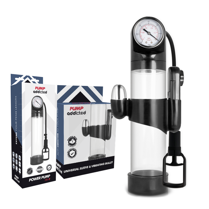 PUMP ADDICTED - BOMBA DE EREÇÃO TRANSPARENTE RX9 COM VIBRADOR