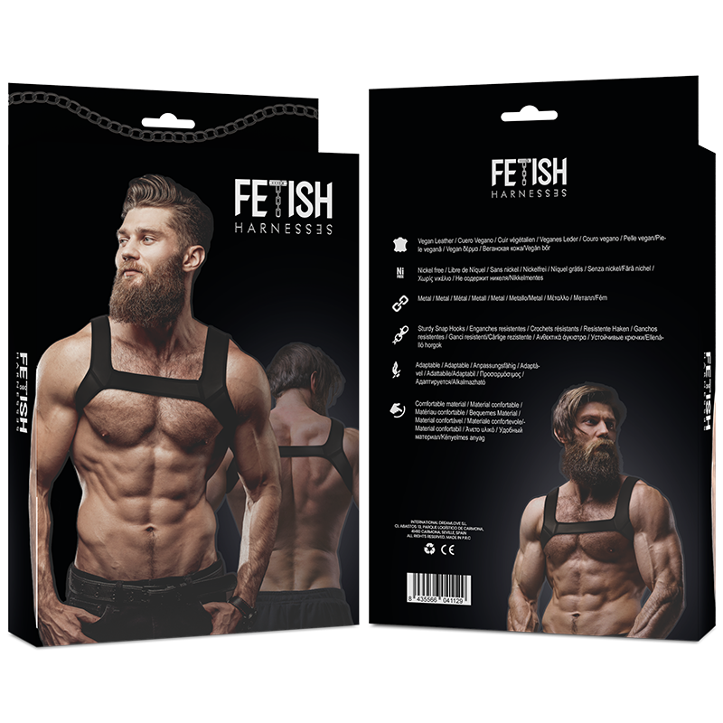 FETISH SUBMISSIVE ATTITUDE - ARNÊS DE PEITO DE NEOPRENE PARA HOMENS TAMANHO M