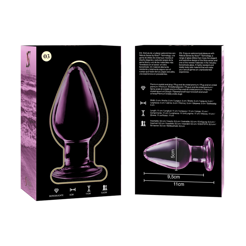NEBULA SERIES BY IBIZA - MODELO 3 ANAL PLUG VIDRO BOROSILICADO ROSA 11 CM -O- 5 CM
