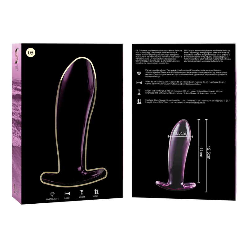 NEBULA SERIES BY IBIZA - MODELO 5 ANAL PLUG VIDRO BOROSILICADO ROSA 12.5 CM -O- 3.5 CM