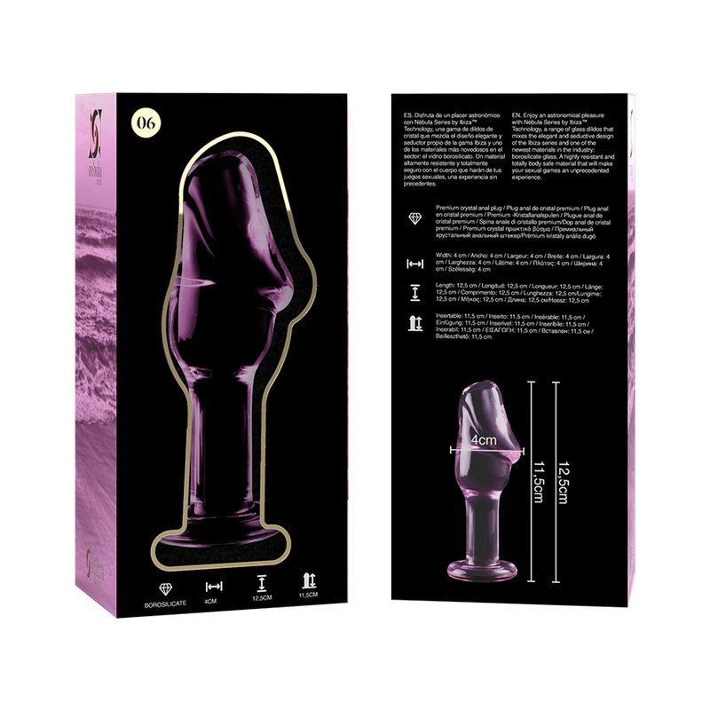 NEBULA SERIES BY IBIZA - MODELO 6 PLUG ANAL VIDRO BOROSILICADO ROSA 12.5 CM -O- 4 CM
