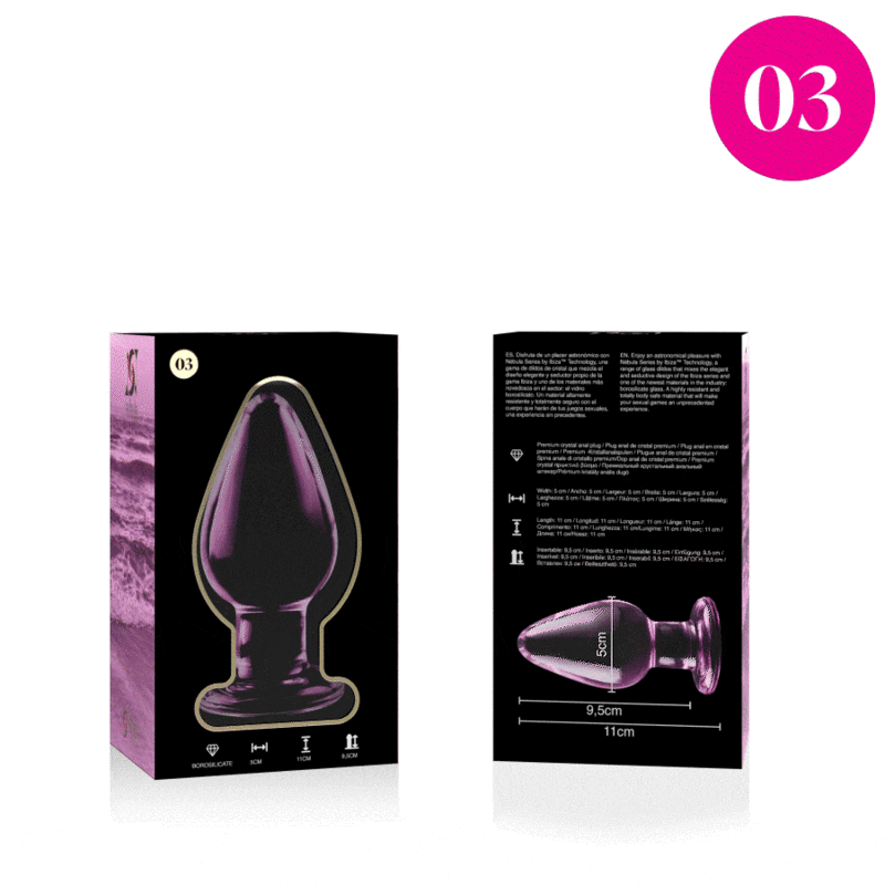 NEBULA SERIES BY IBIZA - MODELO 3 ANAL PLUG VIDRO BOROSILICADO ROSA 11 CM -O- 5 CM