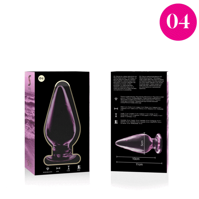 NEBULA SERIES BY IBIZA - MODELO 4 ANAL PLUG VIDRO BOROSILICADO ROSA 11 CM -O- 5 CM