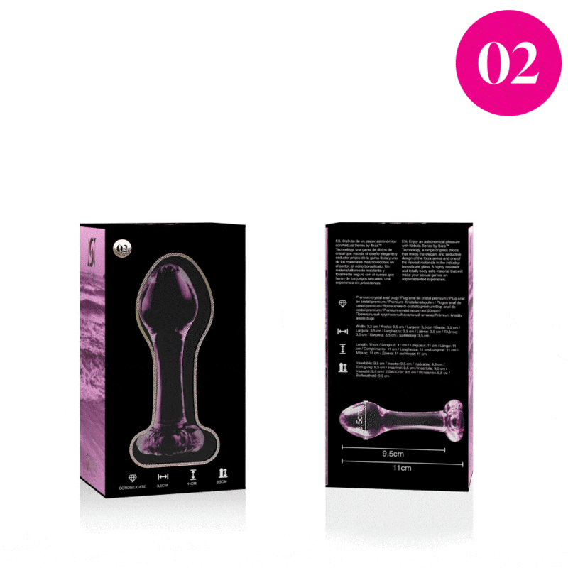 NEBULA SERIES BY IBIZA - MODELO 2 PLUG ANAL VIDRO BOROSILICADO ROSA 11 CM -O- 3.5 CM