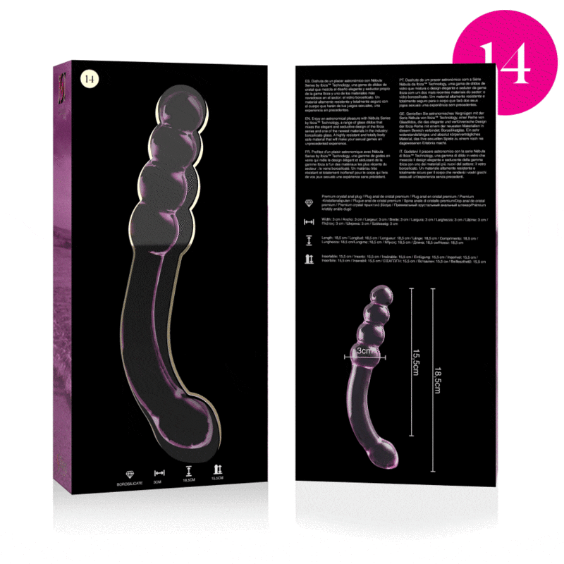 NEBULA SERIES BY IBIZA - MODELO 14 DILDO VIDRO BOROSILICADO ROSA 18.5 CM -O- 3 CM