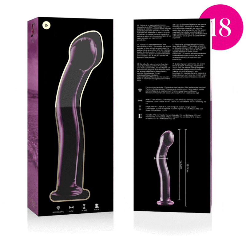 NEBULA SERIES BY IBIZA - MODELO 18 DILDO VIDRO BOROSILICADO ROSA 18.5 CM -O- 3.5 CM