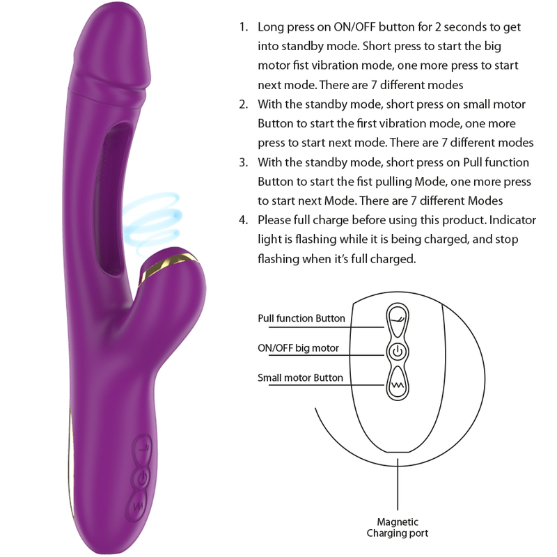 INTENSE - ATENEO VIBRADOR MULTIFUNÇÕES RECARREGÁVEL 7 VIBRAÇÕES COM LÍNGUA OSCILANTE E SUCÇÃO ROXA