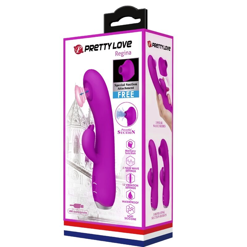 PRETTY LOVE - REGINA VIBRADOR RECARREGÁVEL - GEL DE SUCÇÃO ROXO