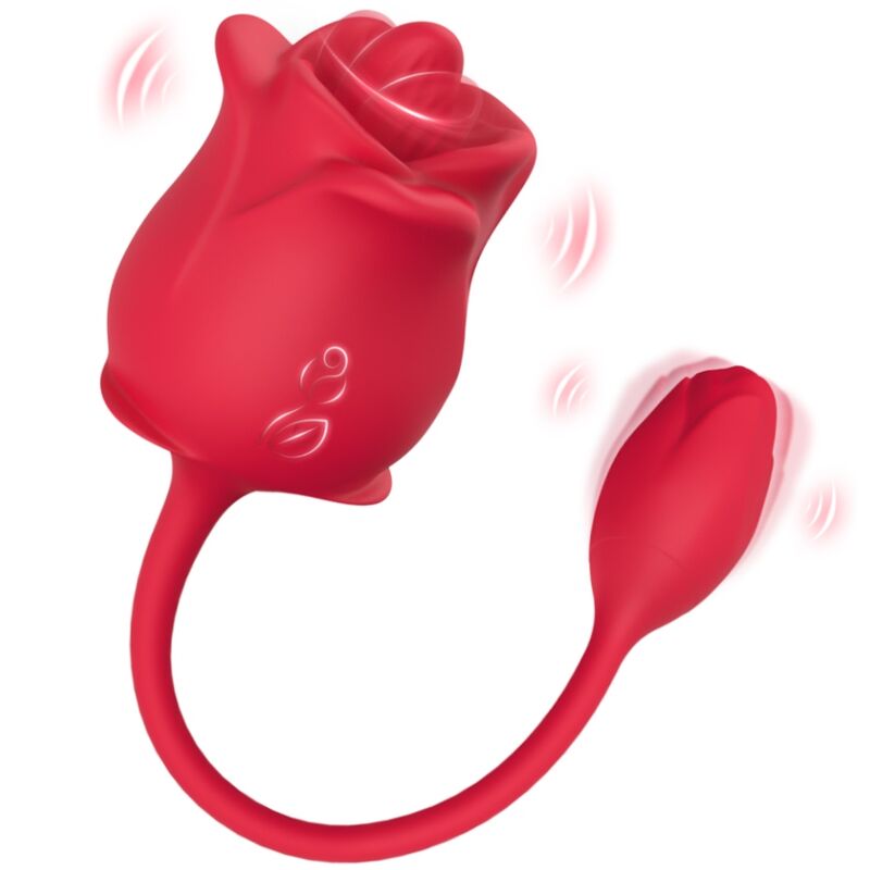 ARMONY - ESTIMULADOR DE SUCÇÃO E VIBRADOR 2 EM 1 ROSA 10 MODOS COM CAUDA VERMELHA