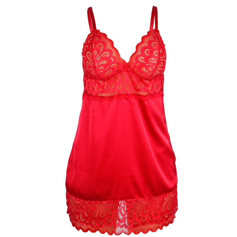 SUBBLIME - BABYDOLL DE CETIM COM RENDA VERMELHA L/XL