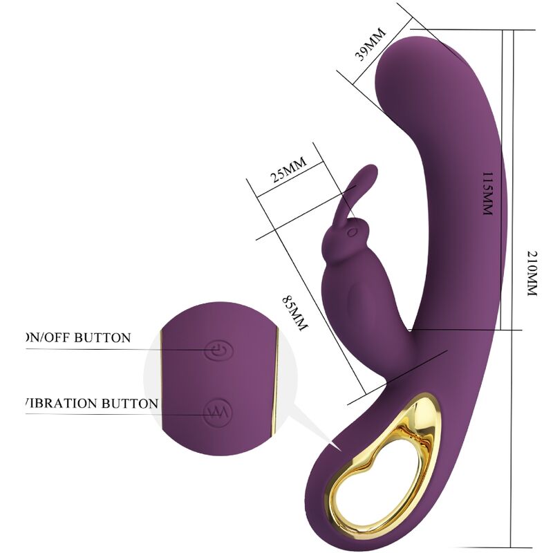 PRETTY LOVE - LIAM VIBRADOR RABBIT E ESTIMULADOR DO PONTO G ROXO