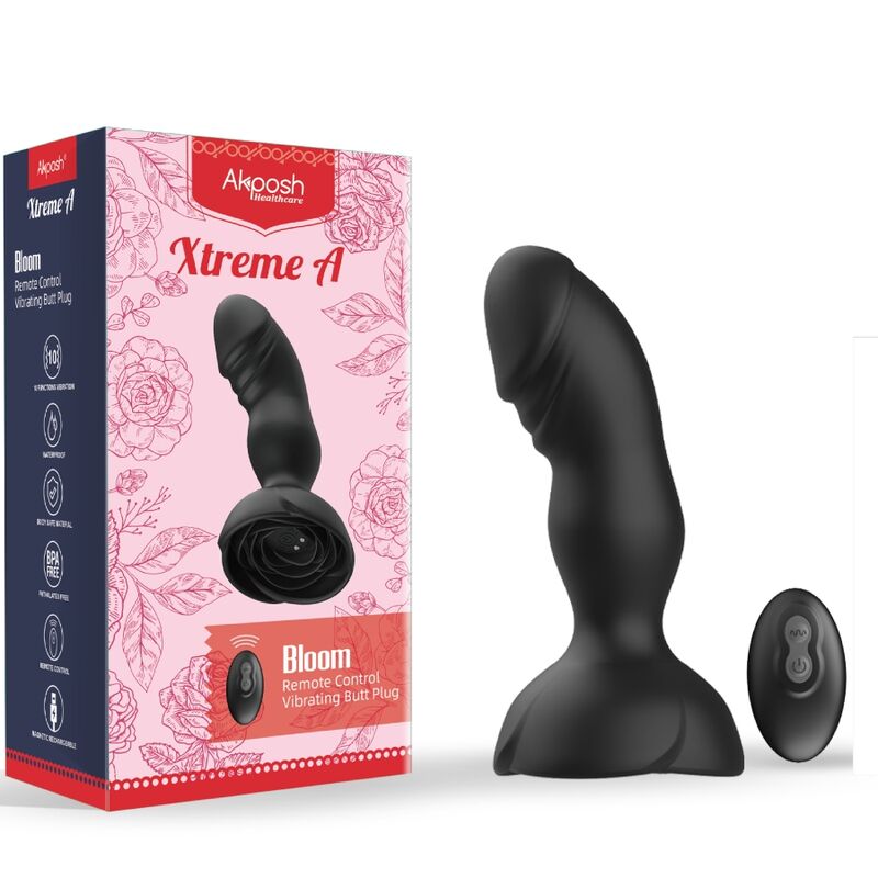 ARMONY - EXTREME A BLOOM VIBRADOR ROSE E CONTROLE REMOTO DE PLUG ANAL PRETO