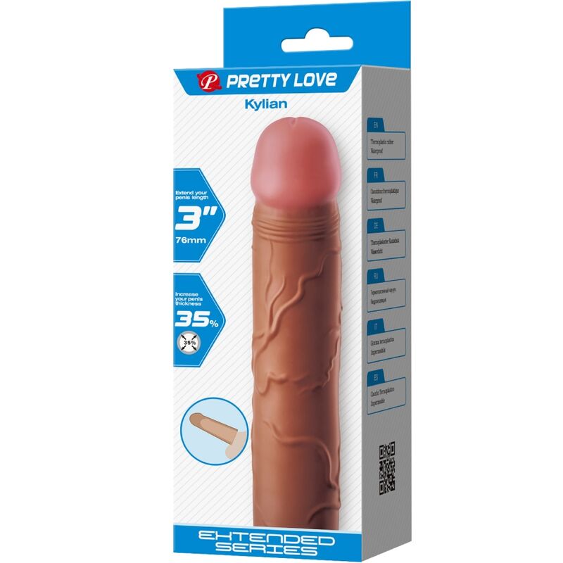 PRETTY LOVE - MANGA PENIS KYLIAN COM EXTENSÃO DE 7,6 CM MULATO