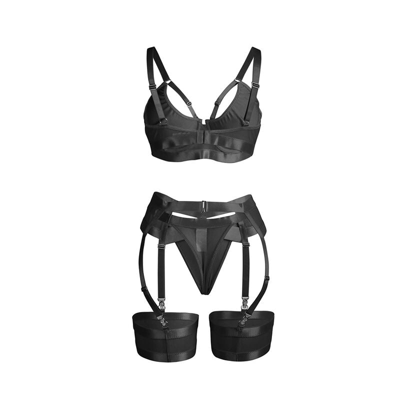 SUBBLIME - 955243 SUTIÃ BONDAGE PRETO COM CONJUNTO DE LIGA L/XL