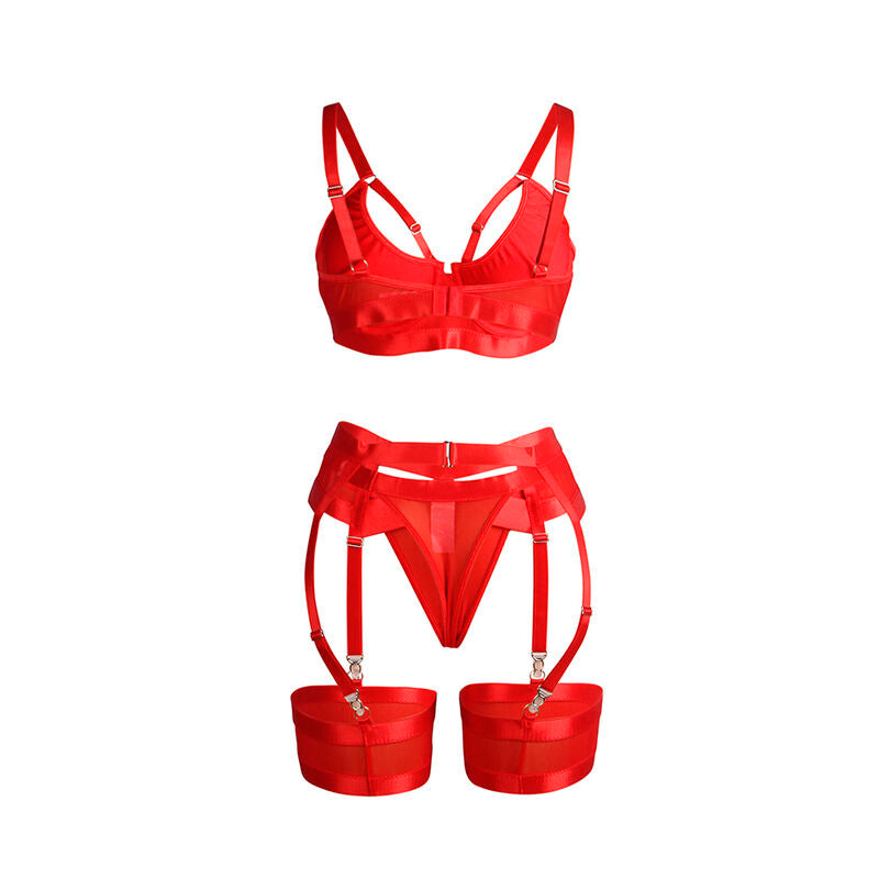 SUBBLIME - 955250 SUTIÃ BONDAGE VERMELHO COM CONJUNTO DE LIGA S/M