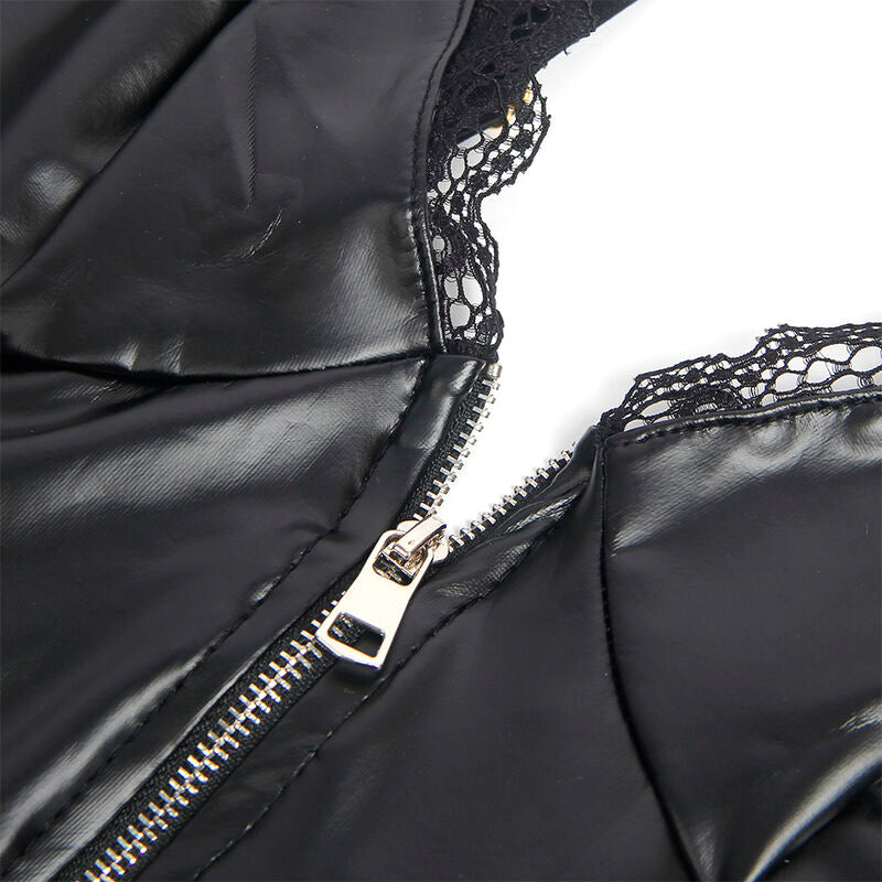 SUBBLIME - 955465 BODY DE COURO PRETO COM ZÍPER L/XL