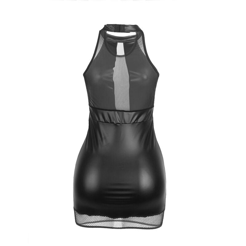 SUBBLIME - 955472 VESTIDO DECOTE HALTER COM TRANSPARÊNCIAS PRETO S/M
