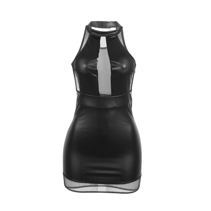 SUBBLIME - 955472 VESTIDO DECOTE HALTER COM TRANSPARÊNCIAS PRETO S/M