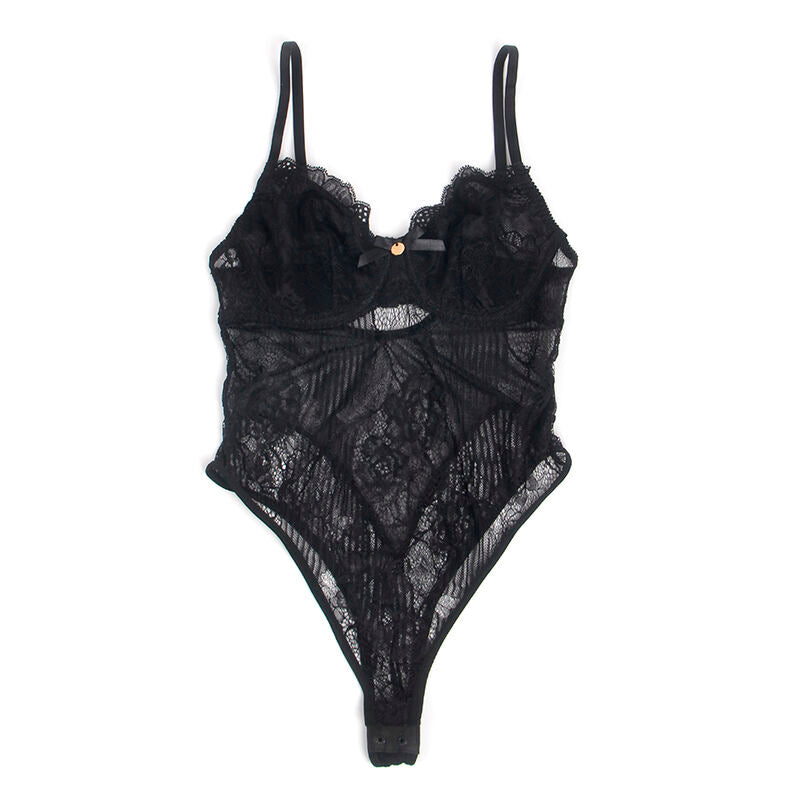 SUBBLIME - 955625 BODY DE RENDA COM FECHO NA PARTE INFERIOR PRETO L/XL