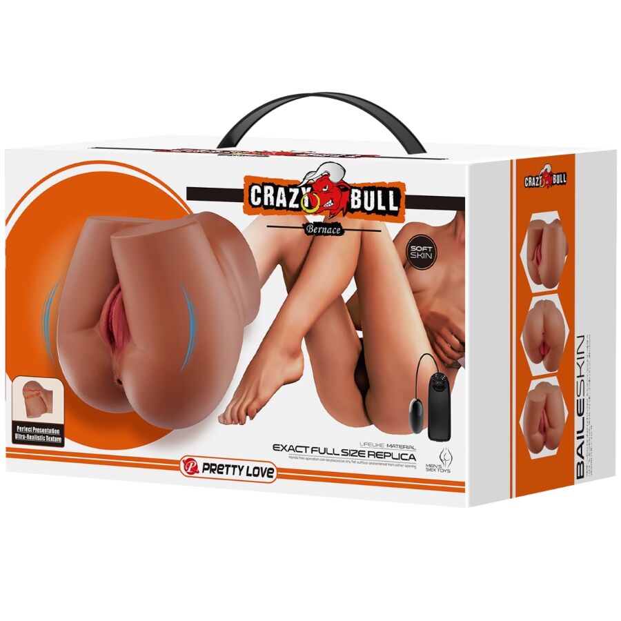 CRAZY BULL - BERNACE ASS VIBRADOR COM VAGINA REALISTA E ÂNUS CARNE CONTROLE REMOTO