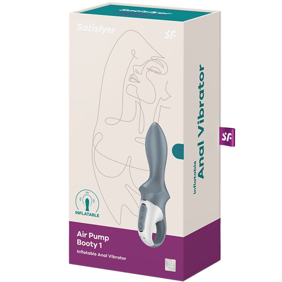 SATISFYER - BOMBA DE AR BOOTY 1 VIBRADOR INFLÁVEL ANAL CINZA