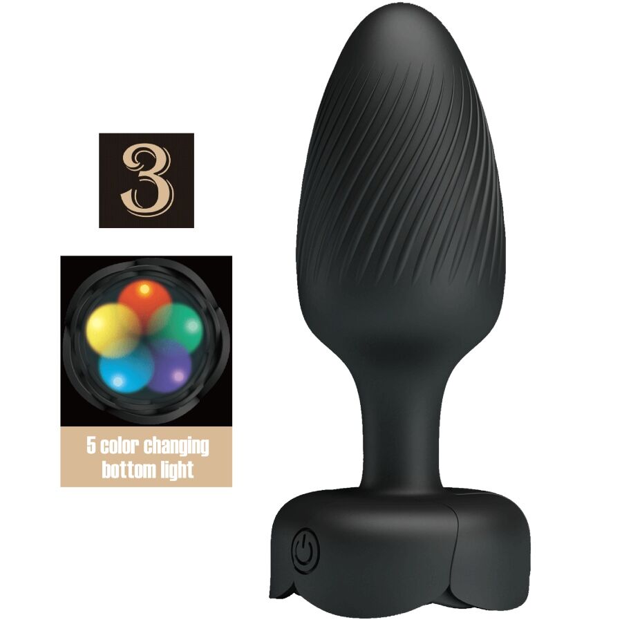 PRETTY LOVE - OSBORN PLUG ANAL COM LUZ LED PRETO 9,8 CM