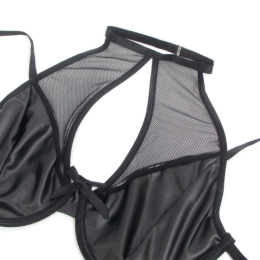 SUBBLIME - 957599 CONJUNTO DE SUTIÃ E SAIA DE COURO PRETO L/XL