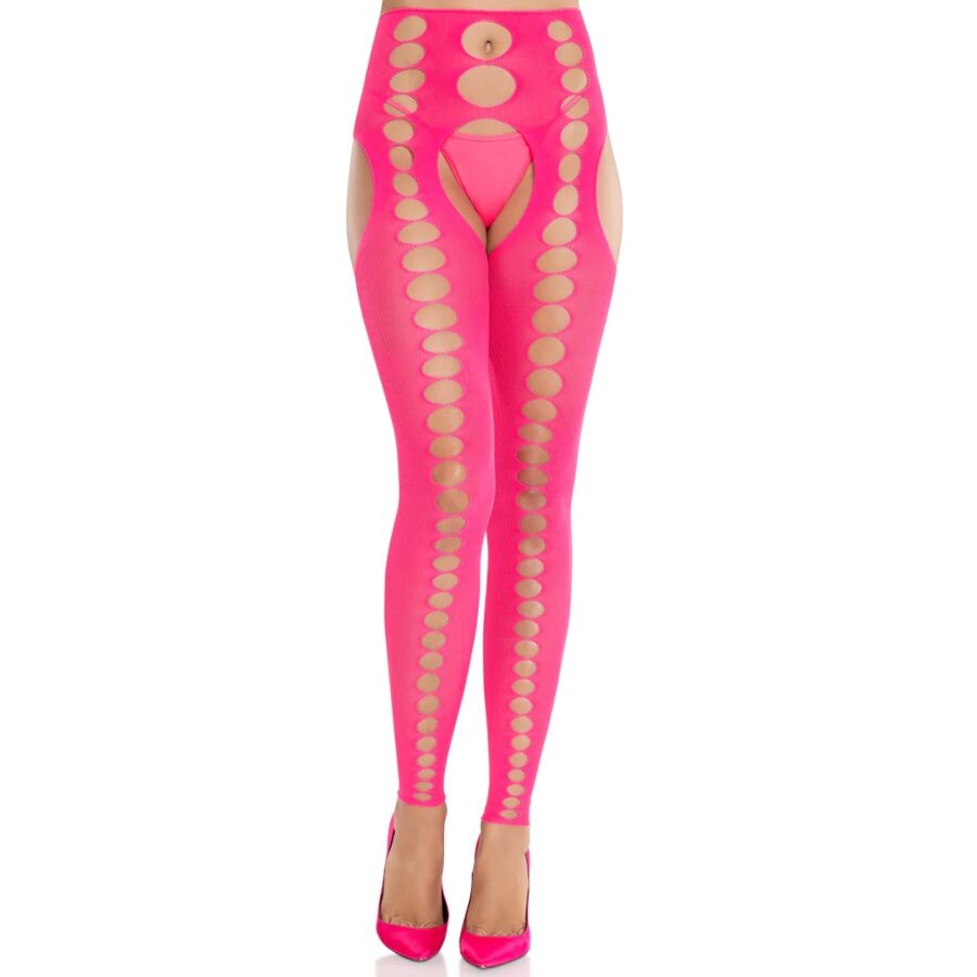 LEG AVENUE - MEIAS OPACAS SEM ALÇAS E SEM COSTURAS ROSA NEON