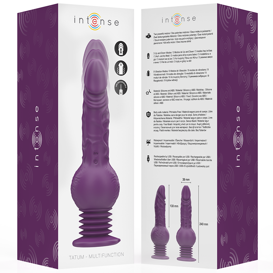 INTENSE - VIBRADOR MULTIFUNCIONAL TATUM COM VIBRAÇÃO PARA CIMA E PARA BAIXO 24 CM ROXO