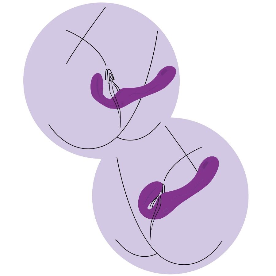 XOCOON - VIBRADOR STRAP-ON 2 EM 1 SEM ALÇAS COM CONTROLE REMOTO ROXO