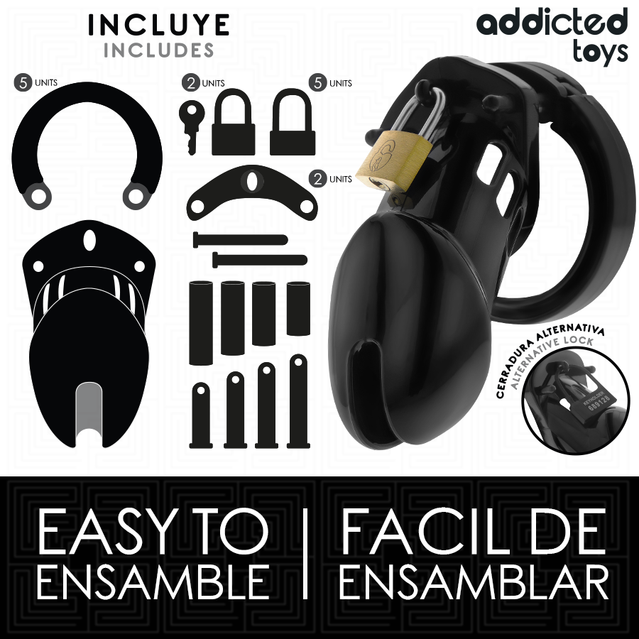 ADDICTED TOYS LOCKED - GAIOLA DE PÊNIS DE OBSIDIANA TAMANHO M