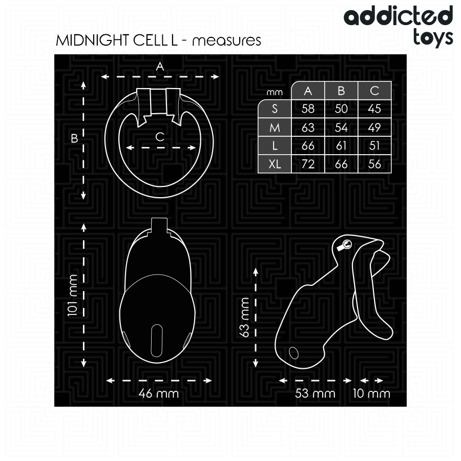 ADDICTED TOYS LOCKED - GAIOLA PENIANA MINDNIGHT CELL, TAMANHO L