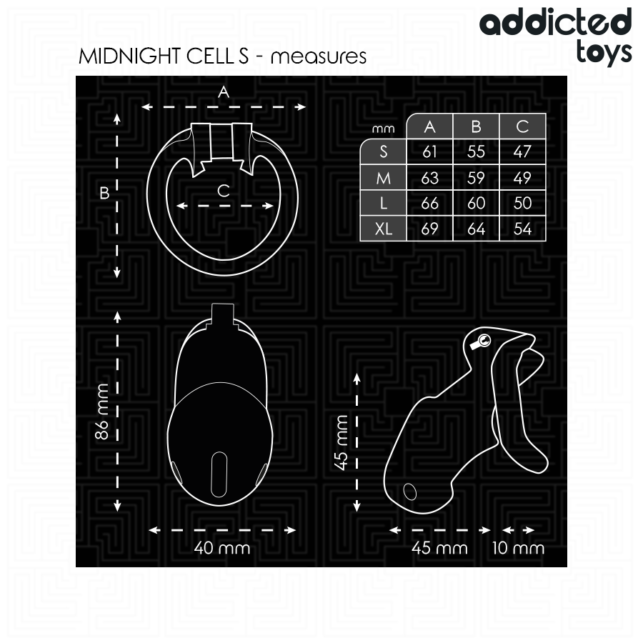 ADDICTED TOYS LOCKED - GAIOLA PENIANA MINDNIGHT CELL TAMANHO S