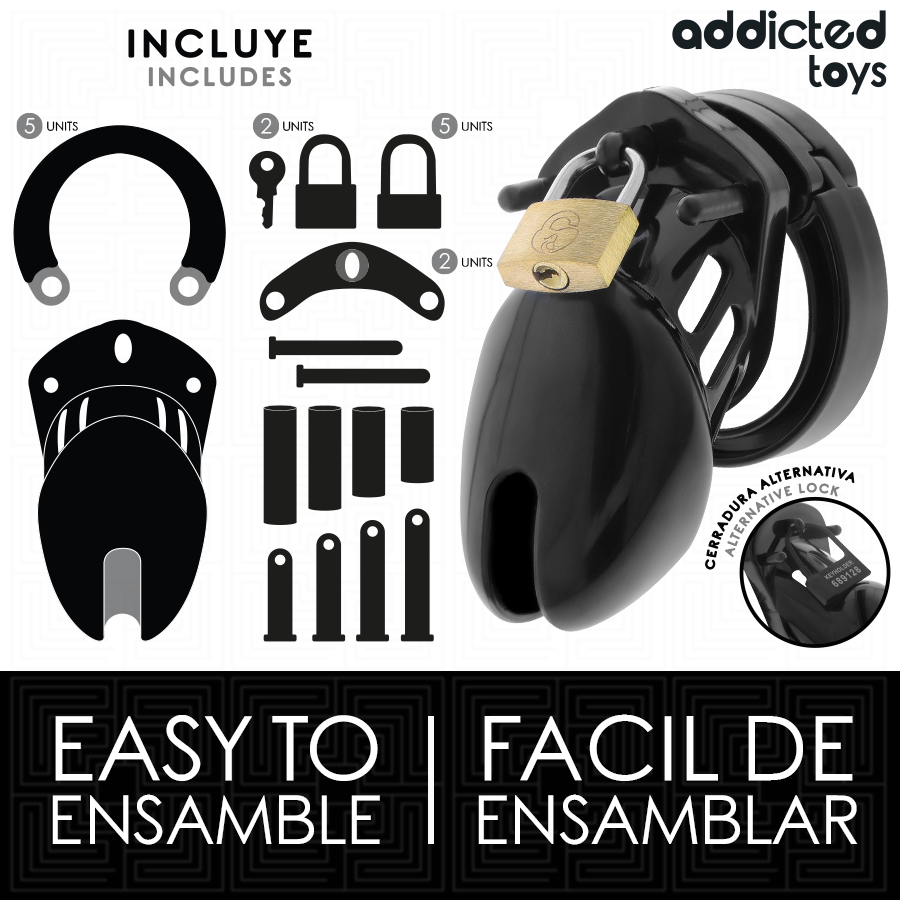 ADDICTED TOYS LOCKED - GAIOLA DE PÊNIS DE OBSIDIANA TAMANHO S