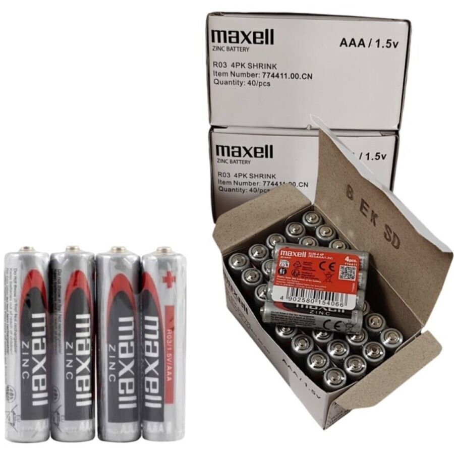 MAXELL - PILHA SALINA MANGANESO AAA R03 RETRÁTIL*4