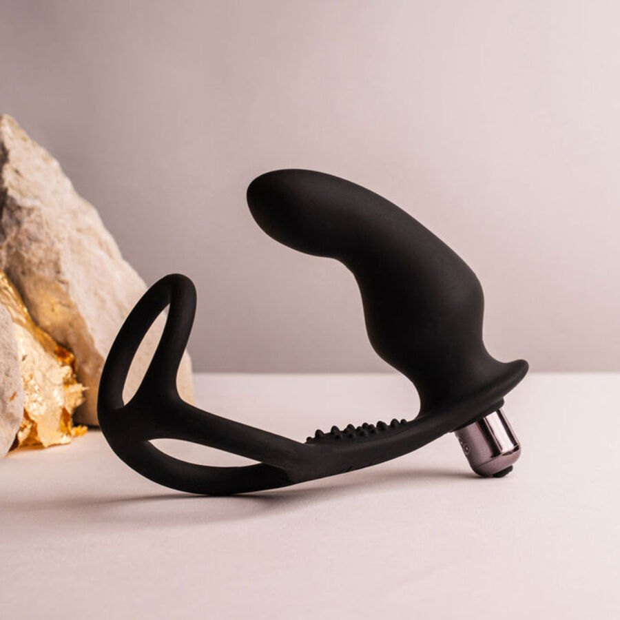 ROCKS-OFF - PLUG ANAL RO-ZEN RRO COM ANEL VIBRATÓRIO PARA PÊNIS PRETO