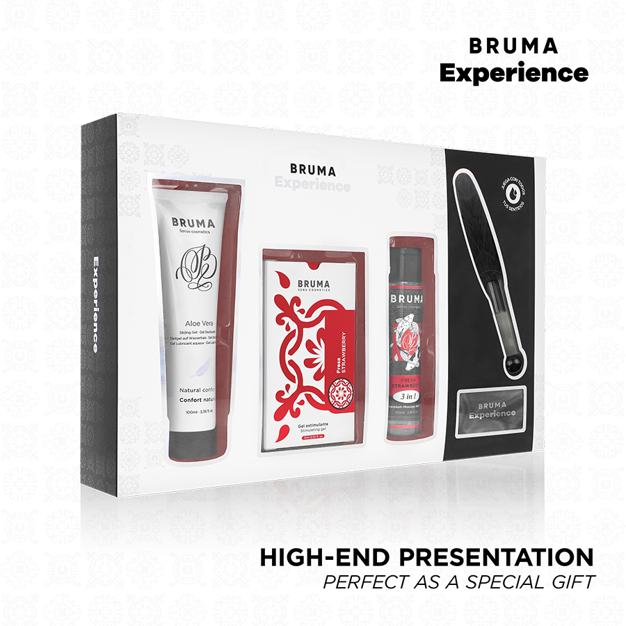 BRUMA XPERIENCE - KIT TENTAÇÃO DE MORANGO DOCE COM POTENCIALIZADOR DE ORGASMO