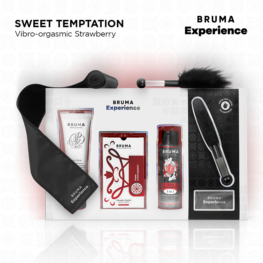BRUMA XPERIENCE - KIT DE TENTAÇÃO VIBRO-ORGÁSMICA DE MORANGO DOCE