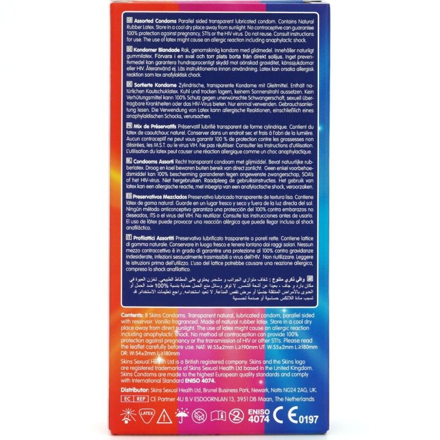 SKINS - PACOTE COM 8 PRESERVATIVOS PREMIUM VARIADOS