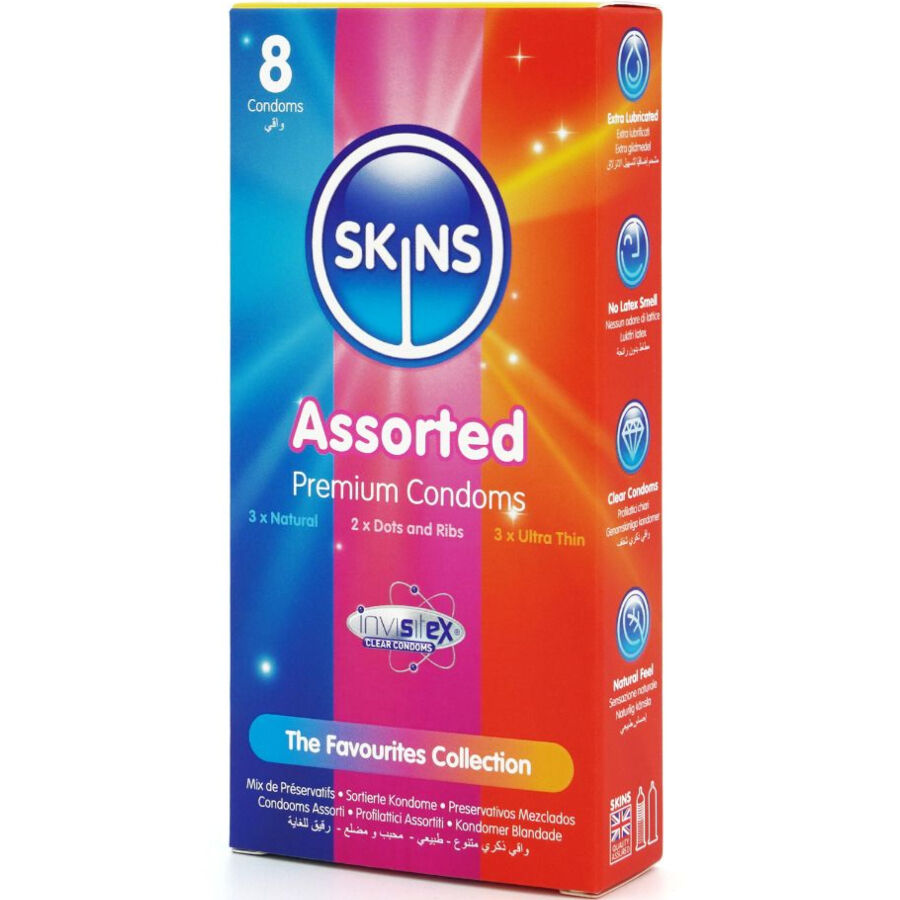 SKINS - PACOTE COM 8 PRESERVATIVOS PREMIUM VARIADOS