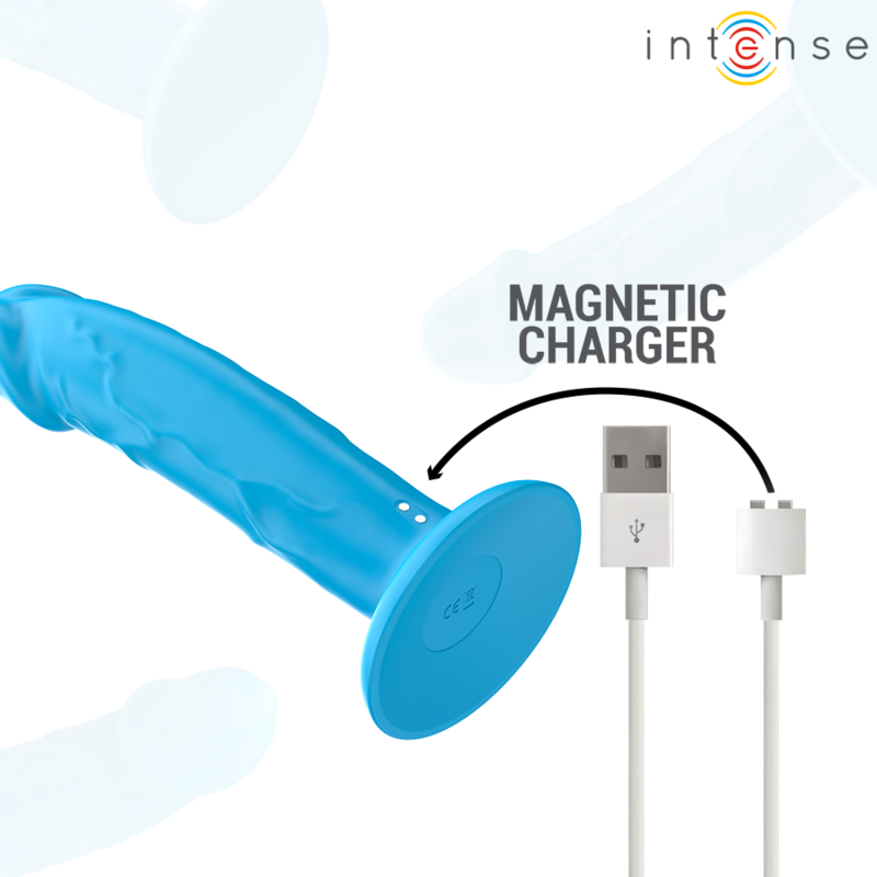 INTENSE - VIBRADOR REALÍSTICO PHOEBE 10 VIBRAÇÕES CONTROLE REMOTO AZUL