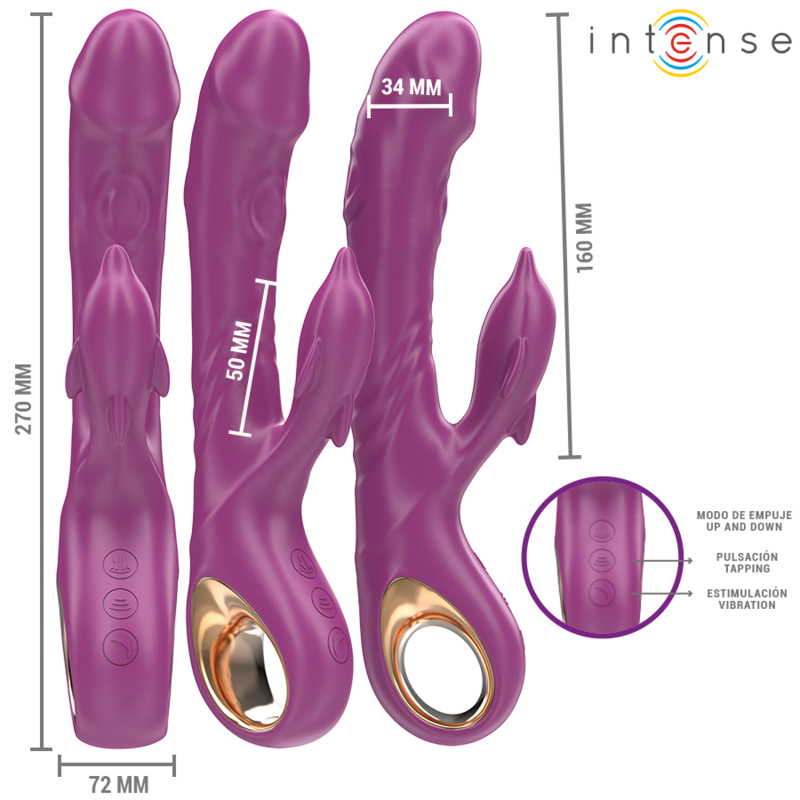 INTENSE - VIBRADOR MULTIFUNCIONAL HALLE COM LÍNGUA ESTIMULANTE DE GOLFINHOS ROXO
