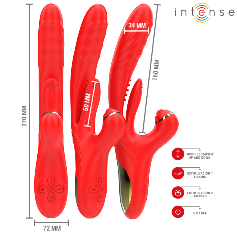 INTENSE - ROSALIA VIBRADOR MULTIFUNCIONAL 3 EM 1 VERMELHO