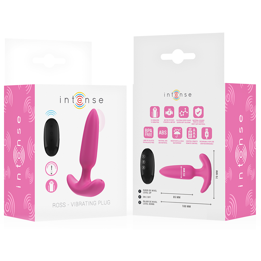 INTENSE - ROSS ANAL PLUG 10 VIBRAÇÕES ROSA CONTROLE REMOTO