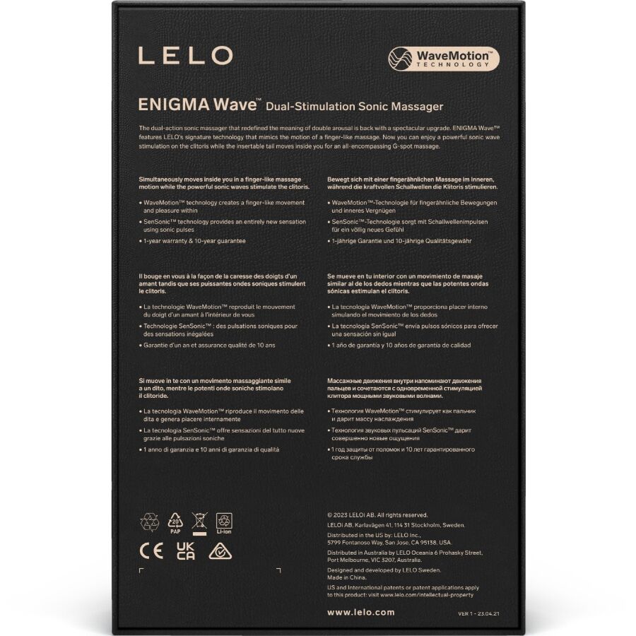 LELO - ENIGMA WAVE MASSAGEADOR DE TRIPLA VIBRAÇÃO PRETO