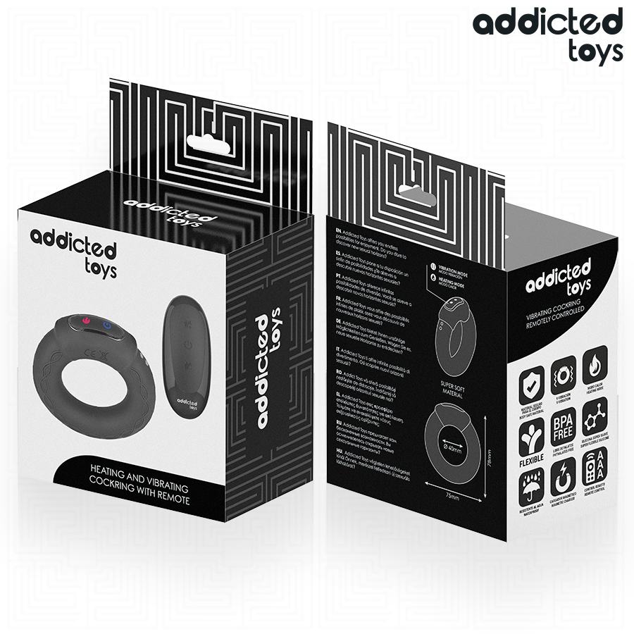 ADDICTED TOYS - ANEL PÊNICO VIBRANTE COM EFEITO DE AQUECIMENTO E CONTROLE REMOTO