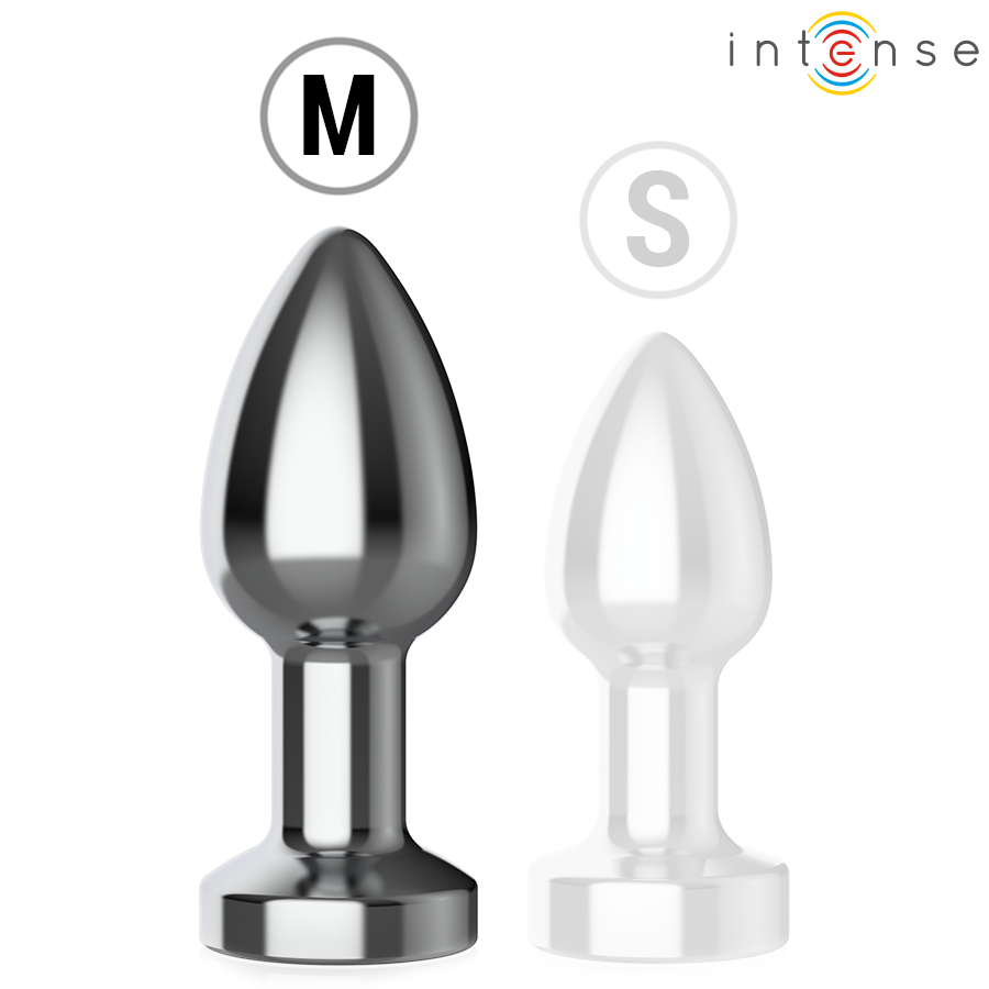 INTENSE - PLUG ANAL DE METAL VIBRANTE COM LUZES LED E CONTROLE REMOTO - TAMANHO M