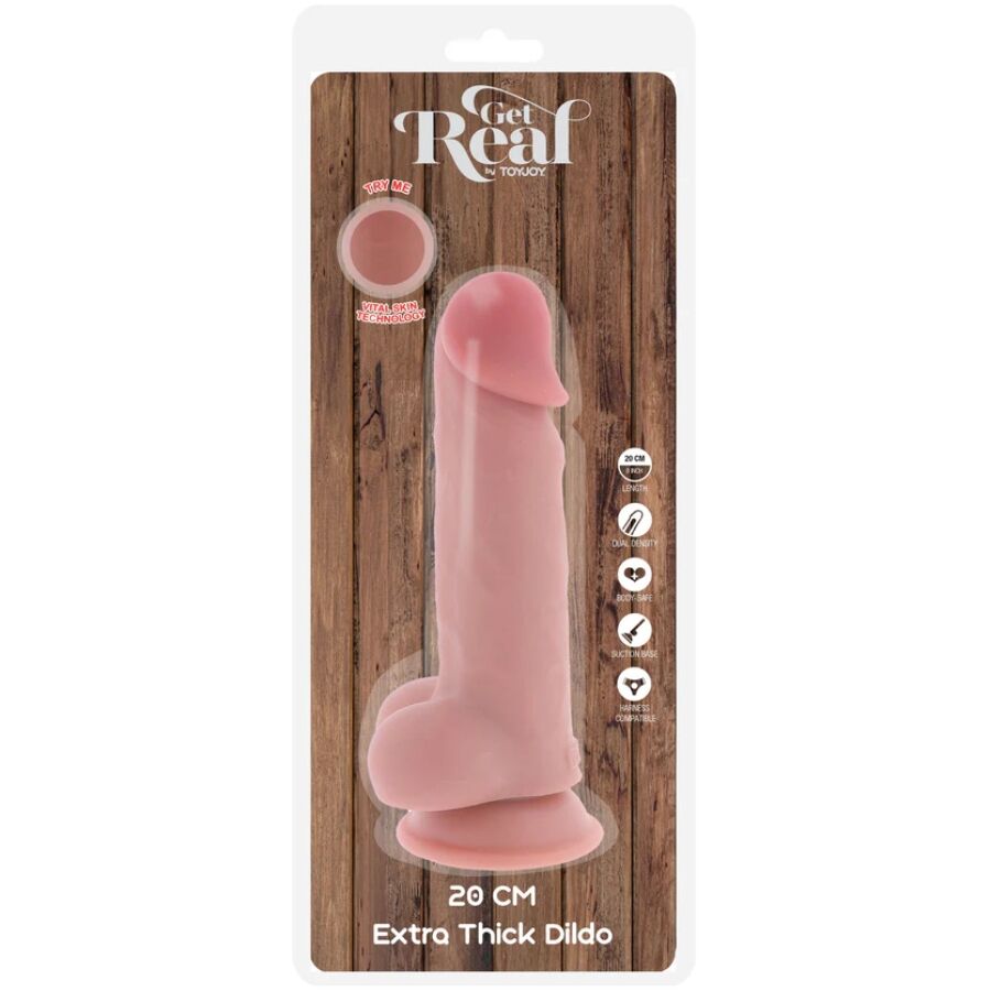 GET REAL - PÊNIS REALISTA DE LUXO COM TESTÍCULOS EXTRA GROSSOS DE 20 CM