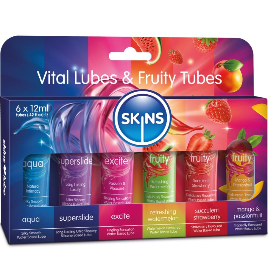 SKINS - KIT DE LUBRIFICANTES VITAL & FRUITY 6 x 12 ML