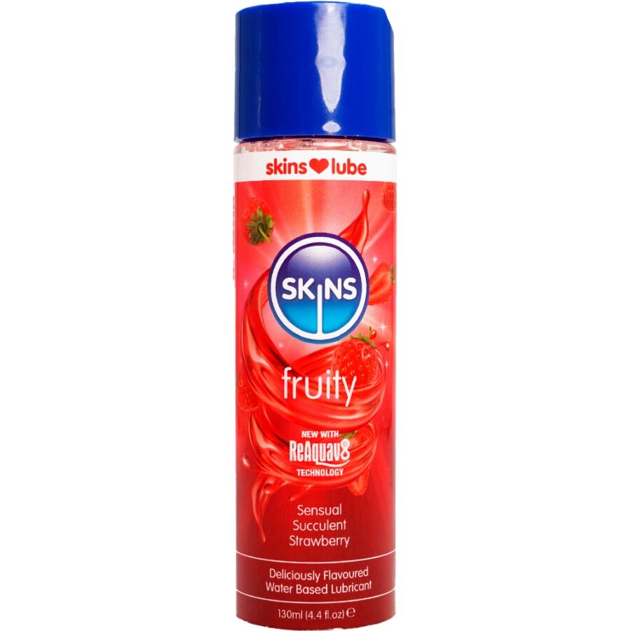 SKINS - LUBRIFICANTE À BASE DE ÁGUA COM SABOR FRUTADO DE MORANGO 130 ML